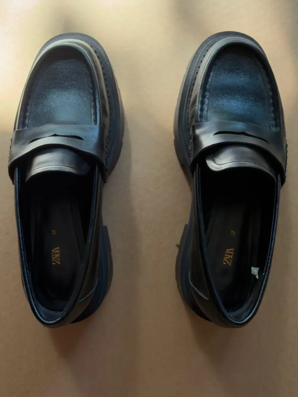 Zara Black Women's Chunky Platform Penny Loafers - Size 37 EU - Picture 3 of 6